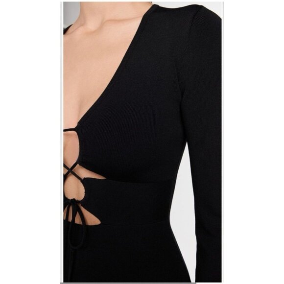ASTR the Label XS Jovie Knit Bodycon Sweater Dress Black Lace Up Open Front NEW - Picture 3 of 13